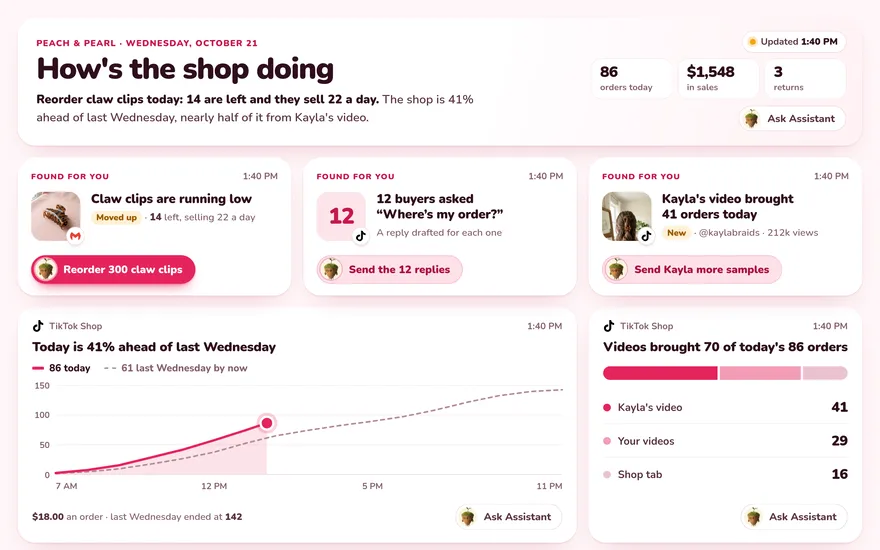 Bri Carter&rsquo;s hair accessories shop on TikTok Shop: today&rsquo;s orders, 12 shipping questions, and a claw clip restock